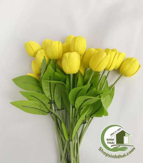 Cành hoa tulip màu vàng - Hoa giả cao cấp [ 1 cành ]