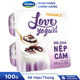Thùng 48 hộp Sữa chua ăn Vinamilk Nếp cẩm Hộp 100g