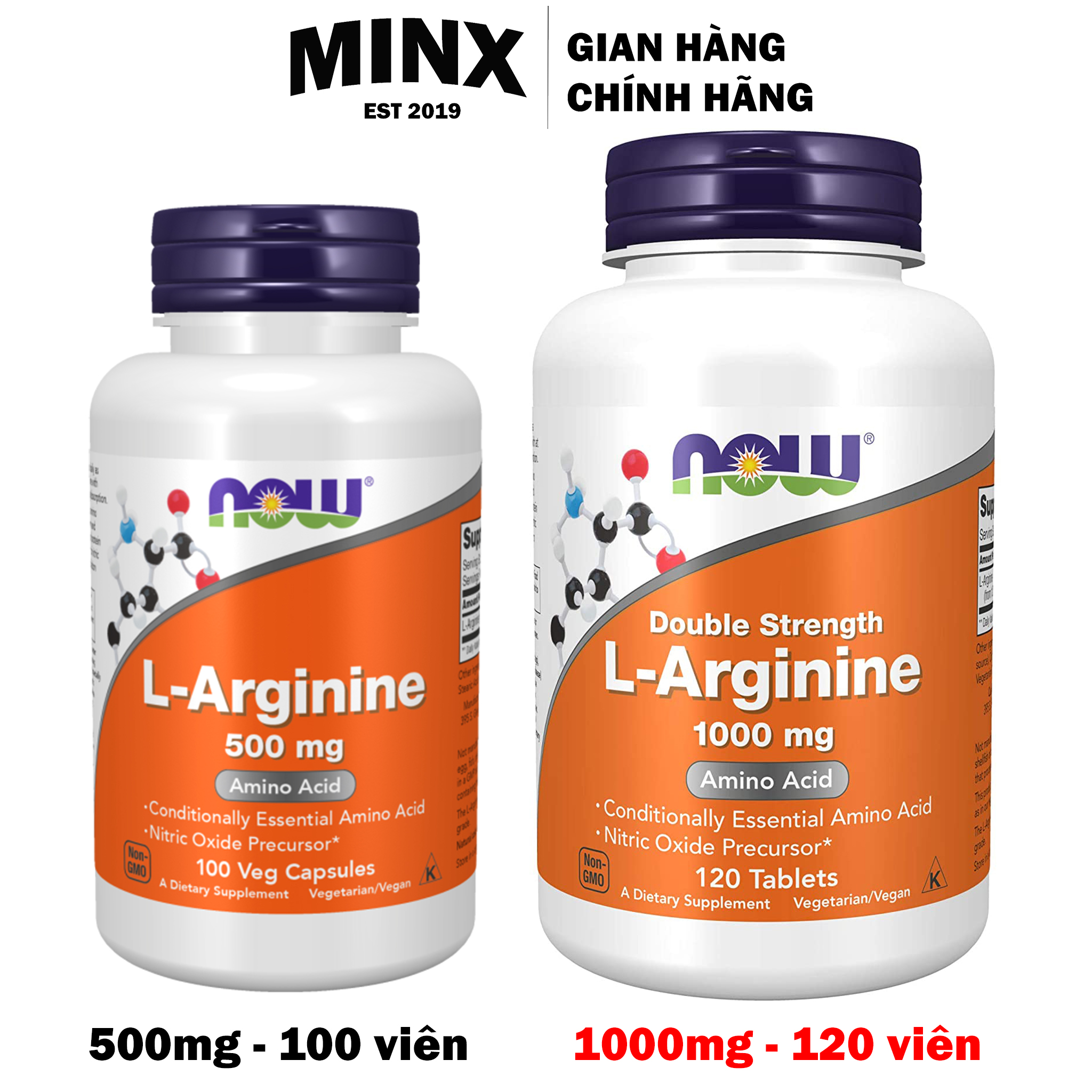 Viên uống bổ sung Now L-Arginine 500mg và 1000mg