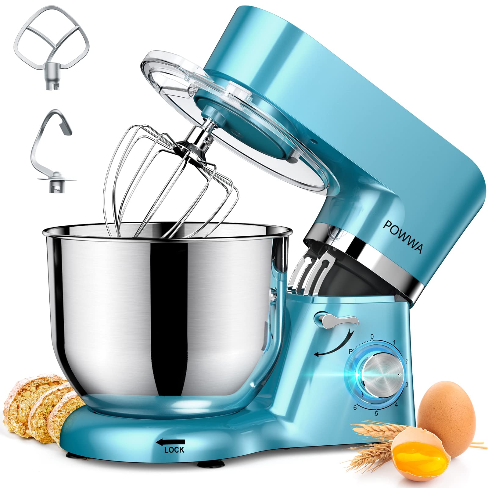 Máy nhào bột powwa 6.5l 1500w- công nghệ đức hàng xuất mỹ- bảo hành 1 năm- máy trộn thực phẩm máy đánh trứng- food preparing mixer 7l