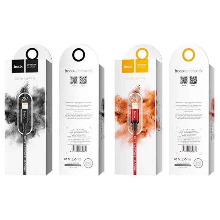 Cáp sạc hoco x14 bọc dù cổng lightning/micro/typec hỗ trợ sạc nhanh - bảo hành 03 tháng 1 đổi 1