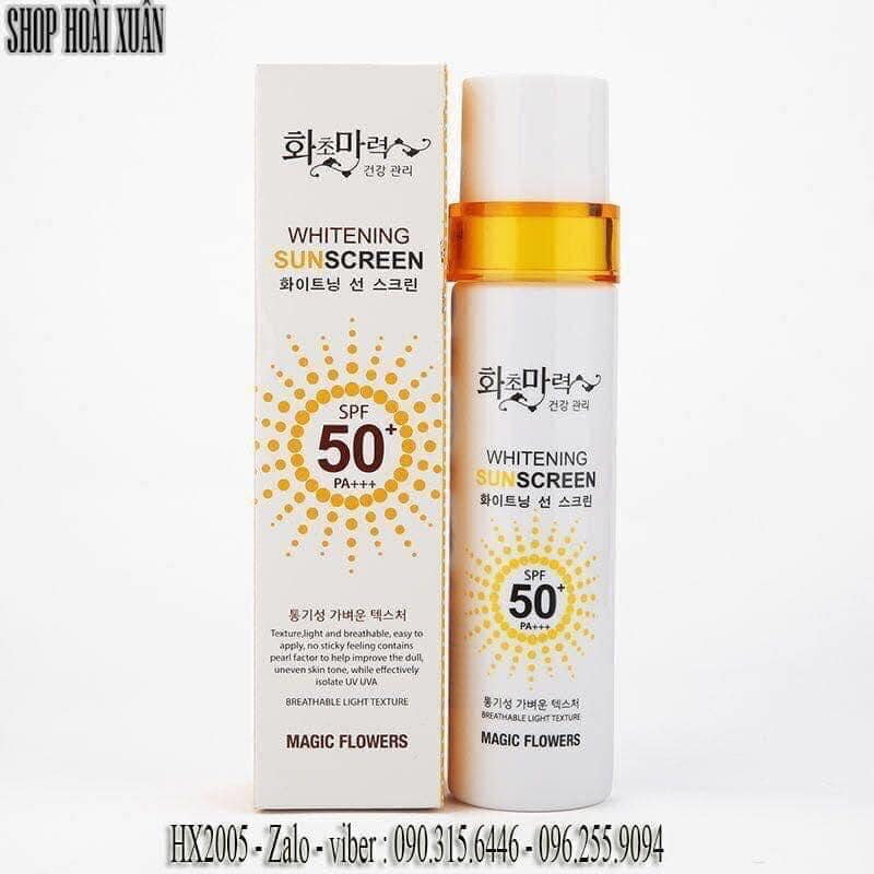 Kem chống nắng dưỡng trắng da Whitening Sunscreen Magic Flower Hàn Quốc không thấm nước - HX2005 - Làm đẹp / Chăm sóc cá nhân / Tắm & Chăm sóc cơ thể / Chăm sóc da đi nắng / Kem chống nắng & Kem sau khi đi nắng cho body