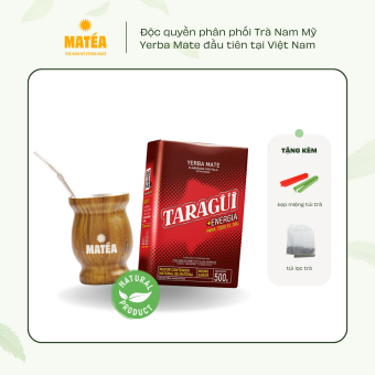 Trà Yerba Mate dòng tăng lực Energia 500g + Cốc Gourd kèm ống hút Bombilla MỚI - Tặng kèm kẹp trà + túi lọc