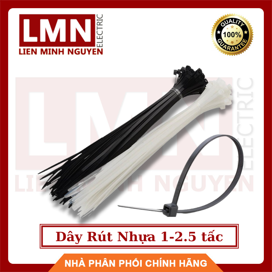 Dây Rút Nhựa Màu Trắng, Đen 1 Tấc, 1.5 Tấc, 2 Tấc, 2.5 Tấc (Bịch=90-100 sợi)