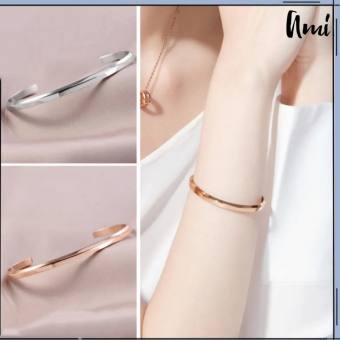 Vòng tay Titan, Vòng tay nam nữ thép không gỉ vòng đeo tay cuff nam nữ lắc tay đôi bạc