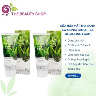 COMBO 2 Sữa Rửa Mặt Chiết Xuất Từ Trà Xanh 3W Clinic Green Tea Foam Cleansing 100ml