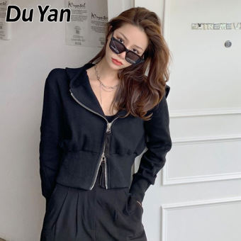 Du Yan jacket for women  Korean style thin double zipper short jacket