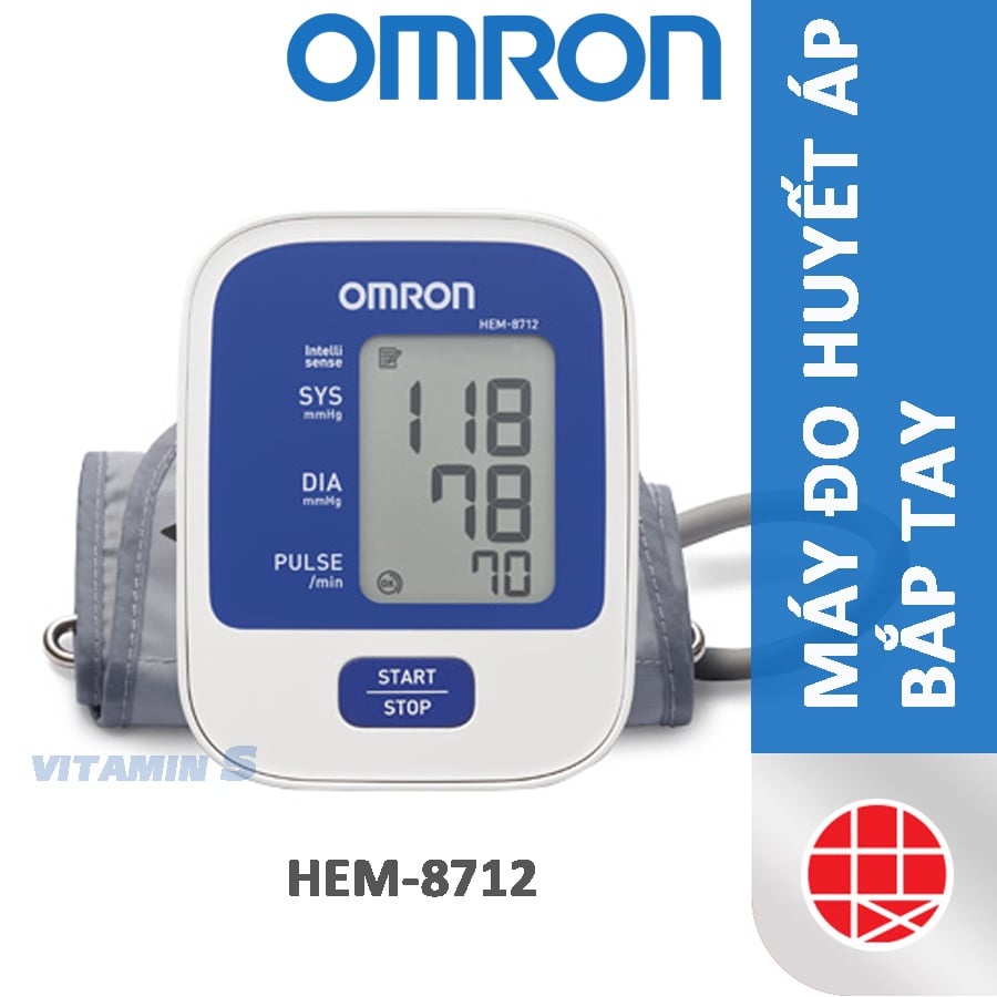 [ THƯƠNG HIỆU NHẬT ] Mua Máy Đo Huyết Áp Điện Tử, Máy Đo Huyết Áp Bắp Tay Từ Omron ™, Máy Đo Huyết Áp Bắp Tay Omron Hem-8712 Chính Hãng, Chất Lượng, Chính Xác Cao, Màn Hình LCD Lớn, Có Đèn Chỉ Dẫn, Báo Lỗi Cử Động, BH 5 NĂM.