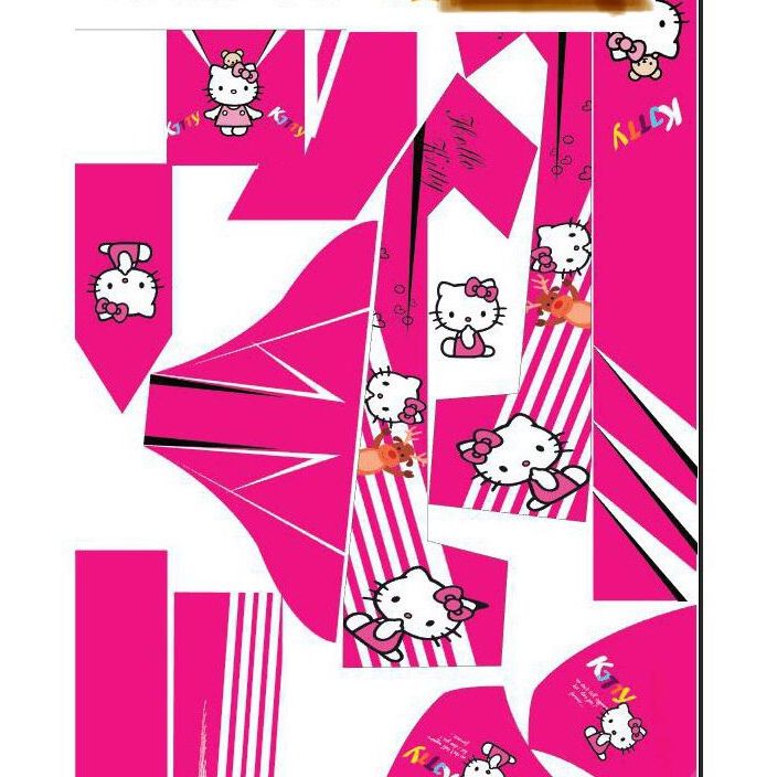 Tem trùm xe máy điện 133s độ kitty hồng - làm tem dán xe máy điện theo yêu cầu - tem trùm xe máy điện rẻ và đẹp kitty hồng