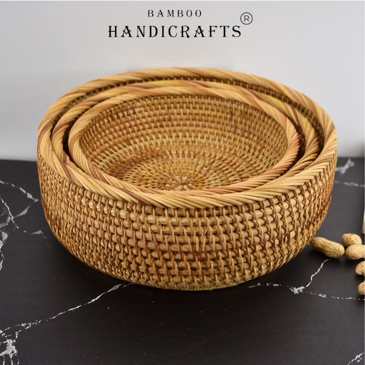 Rổ mây tre đan đựng đồ vintage - Đựng hoa quả, bánh kẹo - Rổ mây decor chụp hình, giỏ đựng mỹ phẩm - Hàng thủ công mỹ nghệ - Rổ mây Bamboo Handicrafts