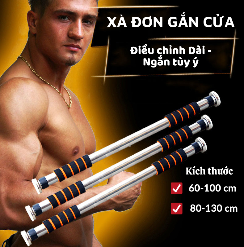 Xà Đơn Gắn Cửa, Tập Xà Đơn, Xà Đơn Tập Tại Nhà - Xà Đơn Treo Tường Tập Gym Đa Năng Tùy Chỉnh Độ Dài Tập Thể Thao Thể Hình Tại Nhà Tiện Lợi
