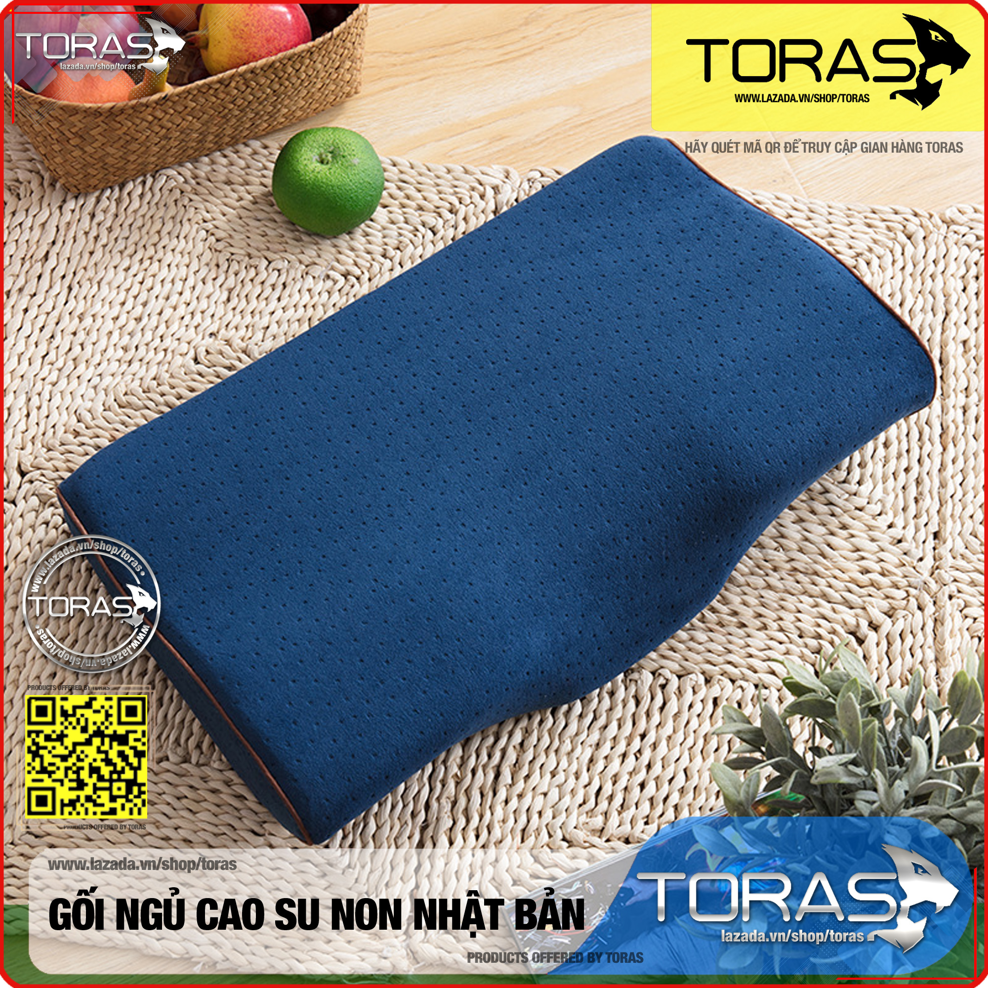 Gối nằm người lớn TORAS - Gối cao su non Memory Foam Nhật Bản - Giúp ngủ nhanh - Chống mỏi vai gáy - Mang đến giấc ngủ ngon cho mọi nhà