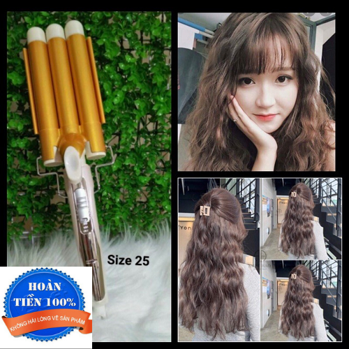 Máy bấm tóc gợn sóng, máy tạo kiểu uốn xoăn sóng nước,máy làm xoăn sóng 3 trục phong cách hàn quốc, máy uốn tóc tự động cao cấp