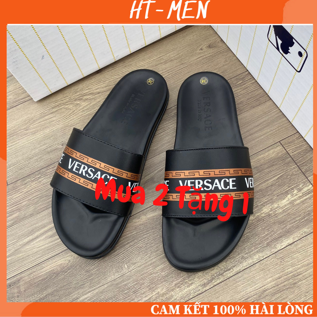 Dép Nam Quai Ngang Họa Tiết Chữ Versace