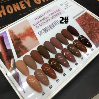 Sơn gel móng tay bóng bền , màu nâu , Sơn HONEY GIRL Sét 9 màu tặng kèm bảng màu