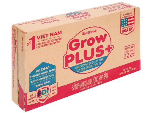 Sữa Grow Plus đỏ ít đường pha sẵn 110ml của Nutifood