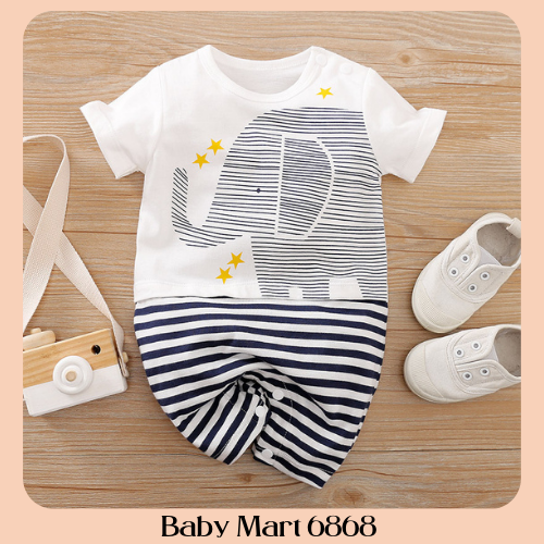 Bodysuit đùi cộc tay liền thân cotton cao cấp cho bé trai mặc xuân hè