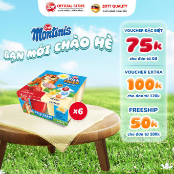 Giao Hoả tốc - COMBO 6 vỉ Phô mai tươi Zott Milk Tiger vị Dâu - Vani nhập khẩu từ Đức (vỉ – 50g x 4 hũ), có bộ đôi Canxi - Vitamin D