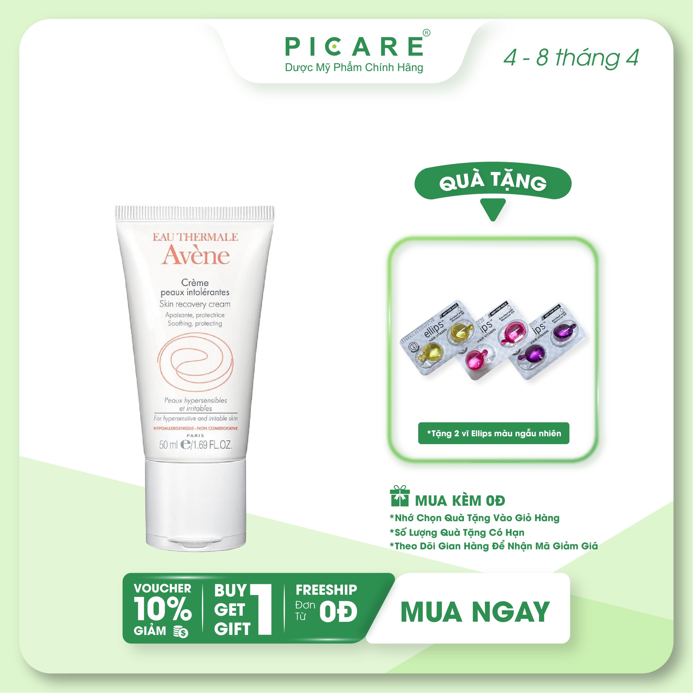 [GIẢM 20K ĐƠN 399K] Avène Kem Dưỡng Hồi Phục Và Làm Dịu Da Skin Recovery Cream 50ml