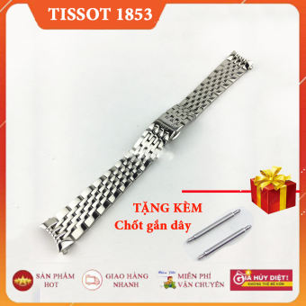 Dây đồng hồ kim loại mắt đúc Tissot 1853 size 19mm màu BẠC (tặng kèm 2 chốt)