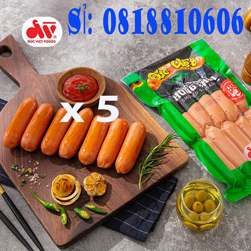 Combo 5 gói xúc xích hong khói - xúc xích đức việt, date mới