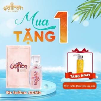 Nhụy hoa nghệ tây JAHAN Super Negin 1Gram/hộp tặng bình thủy tinh đựng nước 300ml SAFFRON VIỆT NAM