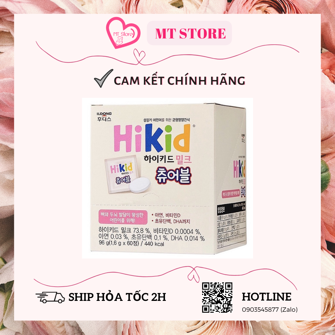 (HCM) [DATE 5.2025] Sữa HIKID viên ngậm dạng kẹo tiện lợi tăng chiều cao dành cho bé trên 3 tuổi