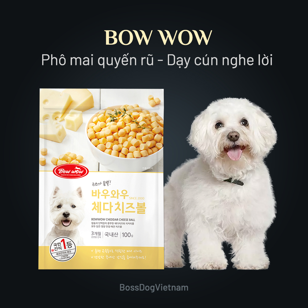 Bánh thưởng phô mai chó mèo Bow Wow - Bổ xung canxi | Bossdog
