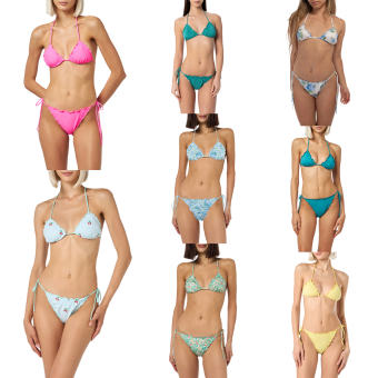 Mua Sắm-Thiên Đường Phụ Nữ 2-Mảnh Đồ Bơi Rau diếp Trim Halter Áo ngực Bikini Và Dây Rút Tóm Tắt Bộ Cho Mùa Hè Đi Bơi Bộ Đồ Tắm