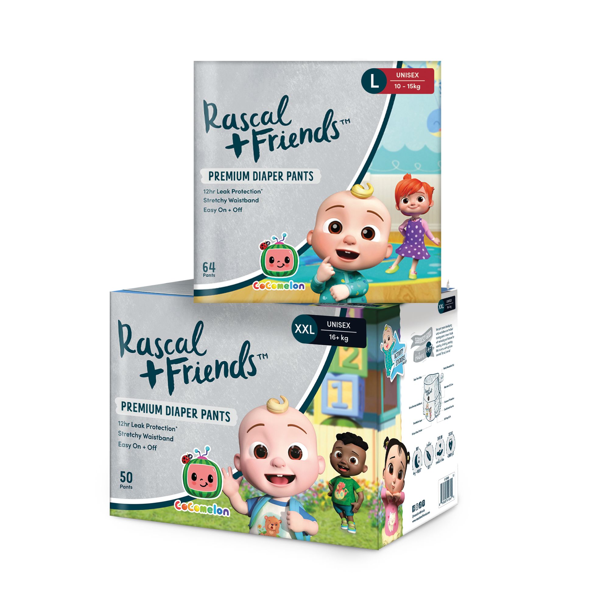 RASCAL + FRIENDS CoComelon Edition - Pants XL 58pcs with FREE Collectible Stickers inside (Promo Box)