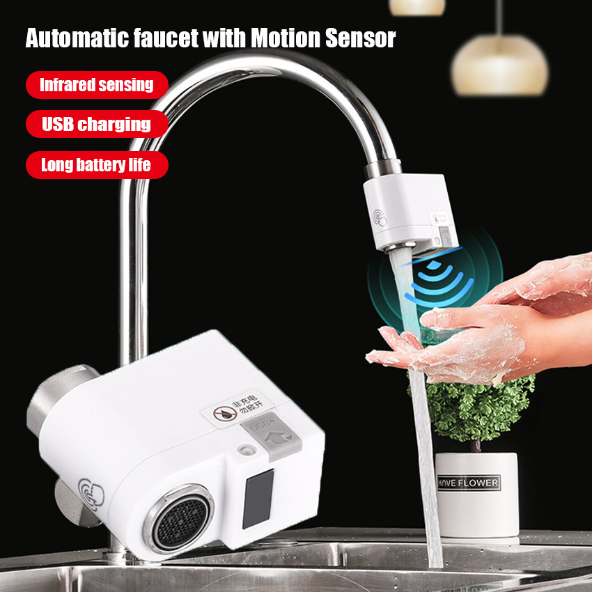 Motion Sensor Faucet Adapter - Touchless, Usb Rechargeable, Water Saving,  Smart Bathroom Faucet | Lazada Singapore