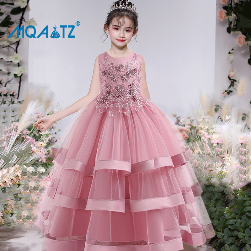 Mqatz váy cưới công chúa phù dâu cho bé gái quần áo trẻ em cho trẻ em quần áo buổi tối trẻ em 3-12 tuổi 3040