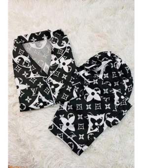 Set Bộ Pijama Nữ Cộc Tay Siêu Hot Đồ Bộ Pijama LV Đại  Nam Nữ Mặc Bộ Đồ Ngủ Nam Nữ Lụa Siêu Xinh V190