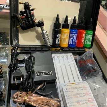 Combo hộp 1 máy xăm Tattoo Machine + Set 5 màu mực Intenze Zuper