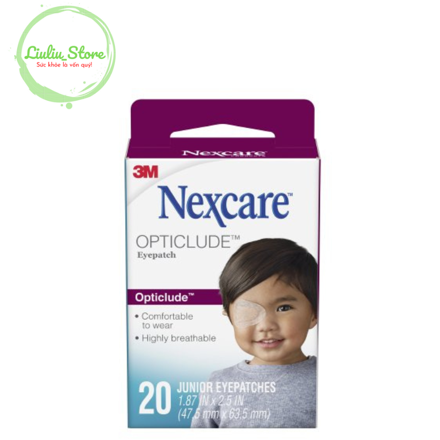 [ĐƯỢC TRỢ GIÁ] Hộp 20 miếng băng dán mắt nhược thị 3M Nexcare 1537 không đau, tháo dễ dàng, không gây kích ứng, an toàn cho trẻ