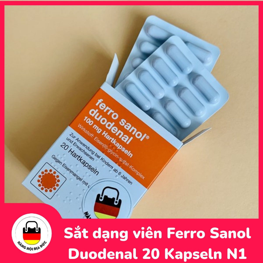 Sắt dạng viên Ferro Sanol Duodenal 20 Kapseln N1-100mg