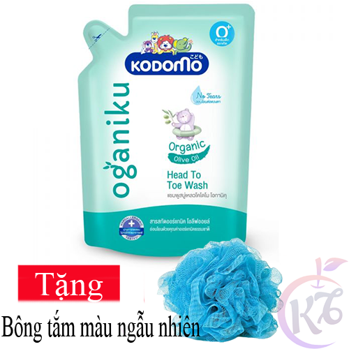 Sữa tắm gội Kodomo Organic Head To Toe Wash Oganiku túi 380ml dành cho bé