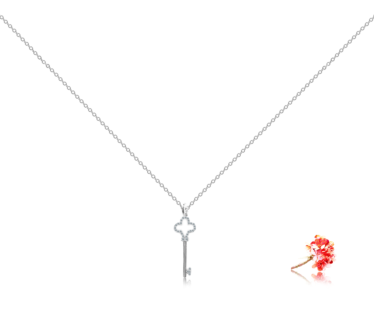 [SG Seller] Sleutelhanger met diamanten in 9k witgoud | Halskettingen | Cadeaus