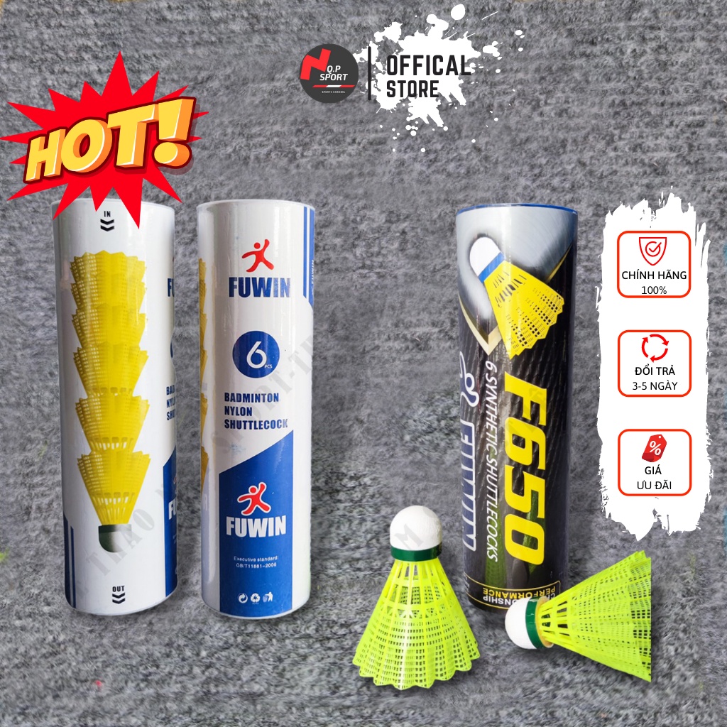 Hộp cầu lông, quả cầu lông nhựa thương hiệu fuwin cao cấp, bền và nhẹ 100% chất lượng cao mã f600, f650