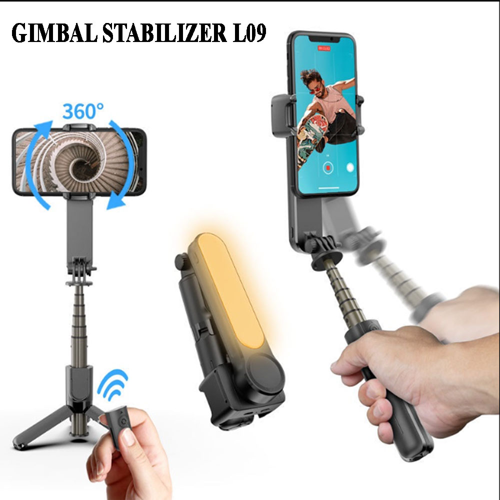 Gậy Chống Rung Điện Thoại Giá Rẻ Gimbal L09 - Gậy Quay Phim Chống Rung Có Đèn Led - Gimbal Chống Rung Cho Điện Thoại Quay Video Mượt Mà, Chụp Hình Ảnh Đẹp, Sắc Nét, Xoay 360 Độ