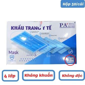 Khẩu trang y tế 50 cái 4 lớp kháng khuẩn có giấy lọc khuẩn PA Medical