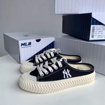 Giày Sục Sneaker Nữ  MLB mule Playball ( giày đạp gót MLB đen)