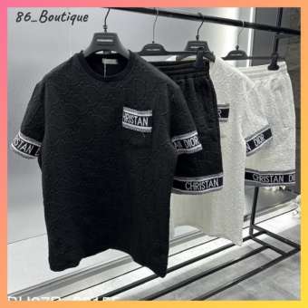 Bộ Quần Áo Cộc Nam Mùa Hè LV GC Dior Dập Vân Nổi Cao Cấp, Đồ Bộ Đùi Nam Mùa Hè Chất Xốp Xịn