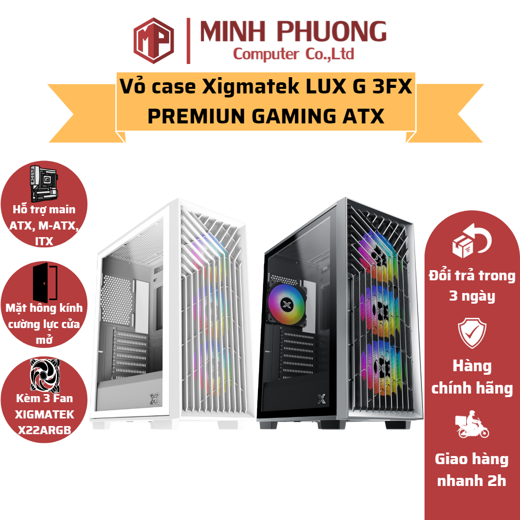 Vỏ case xigmatek lux g shadow - artic 3fx premium gaming atx