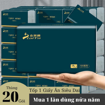 Khăn giấy ăn dạng rút đa năng LAIYA thùng 20 gói 460 tờ , 100% bột gỗ nguyên chất siêu dai, không bị mủn và vụn