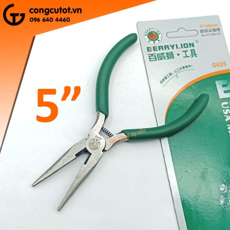 Kìm mỏ nhọn mini Berrylion 5inch 125mm
