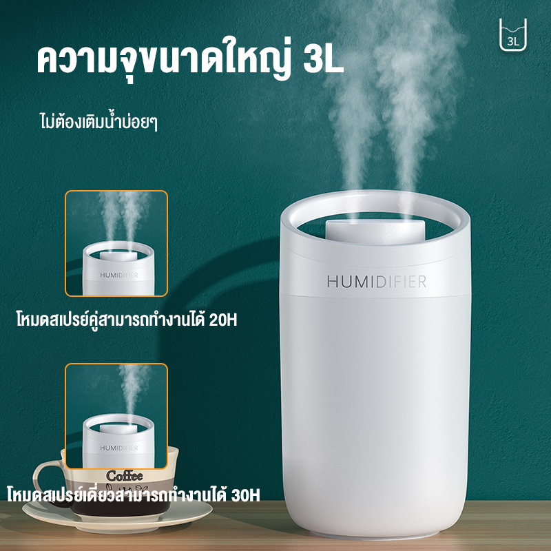 KIVEE 300ML Air Humidifier Purifier High Capacity Humidifier Humidif Humidifiers Use USB power, aroma sprayer. Air purifiers, sprayers ราคา 299 บาท*ส่งฟรี