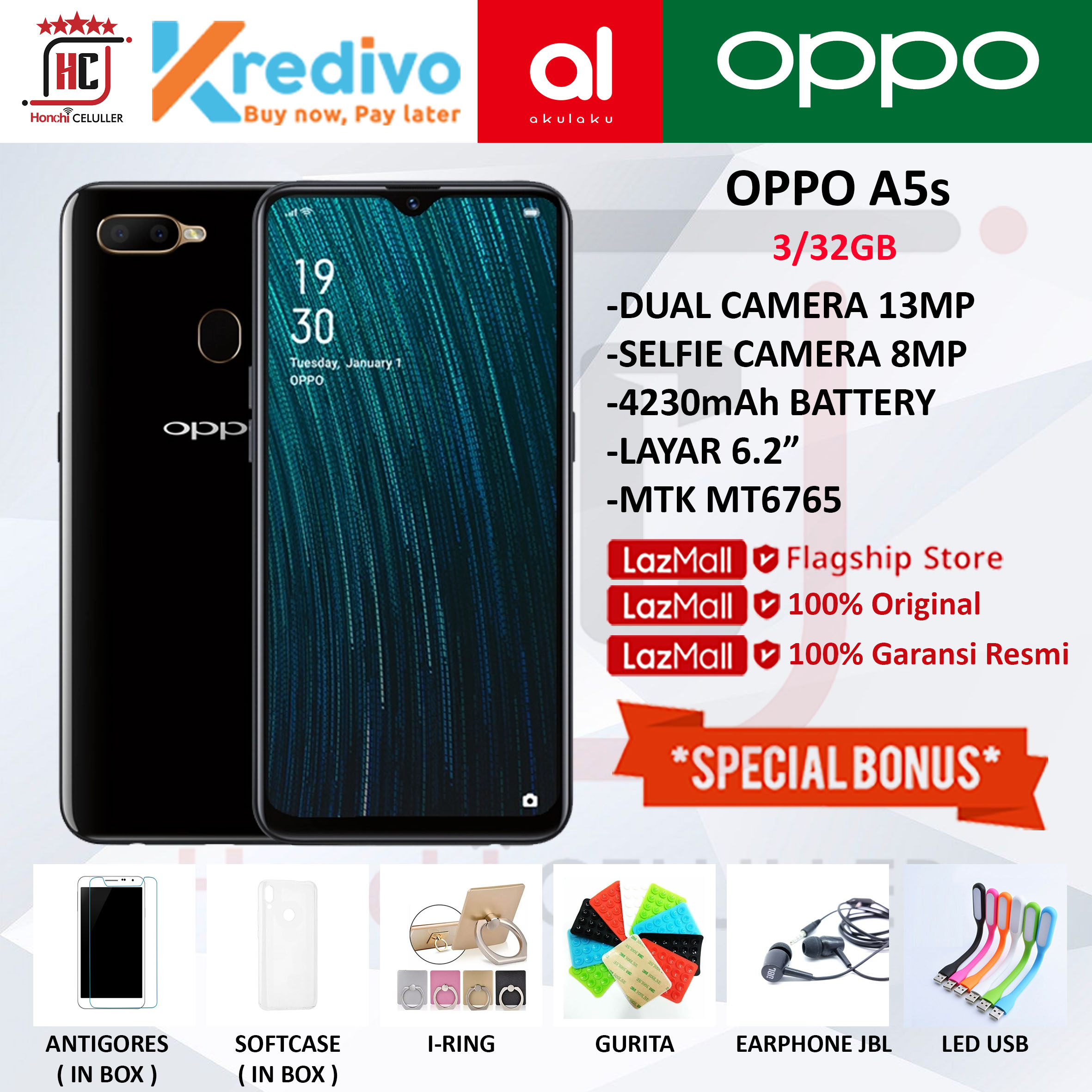 OPPO A5S 3/32GB GARANSI RESMI ORIGINAL FULL BONUS Harga  1,800,000 Ringgit*Penghantaran Percuma