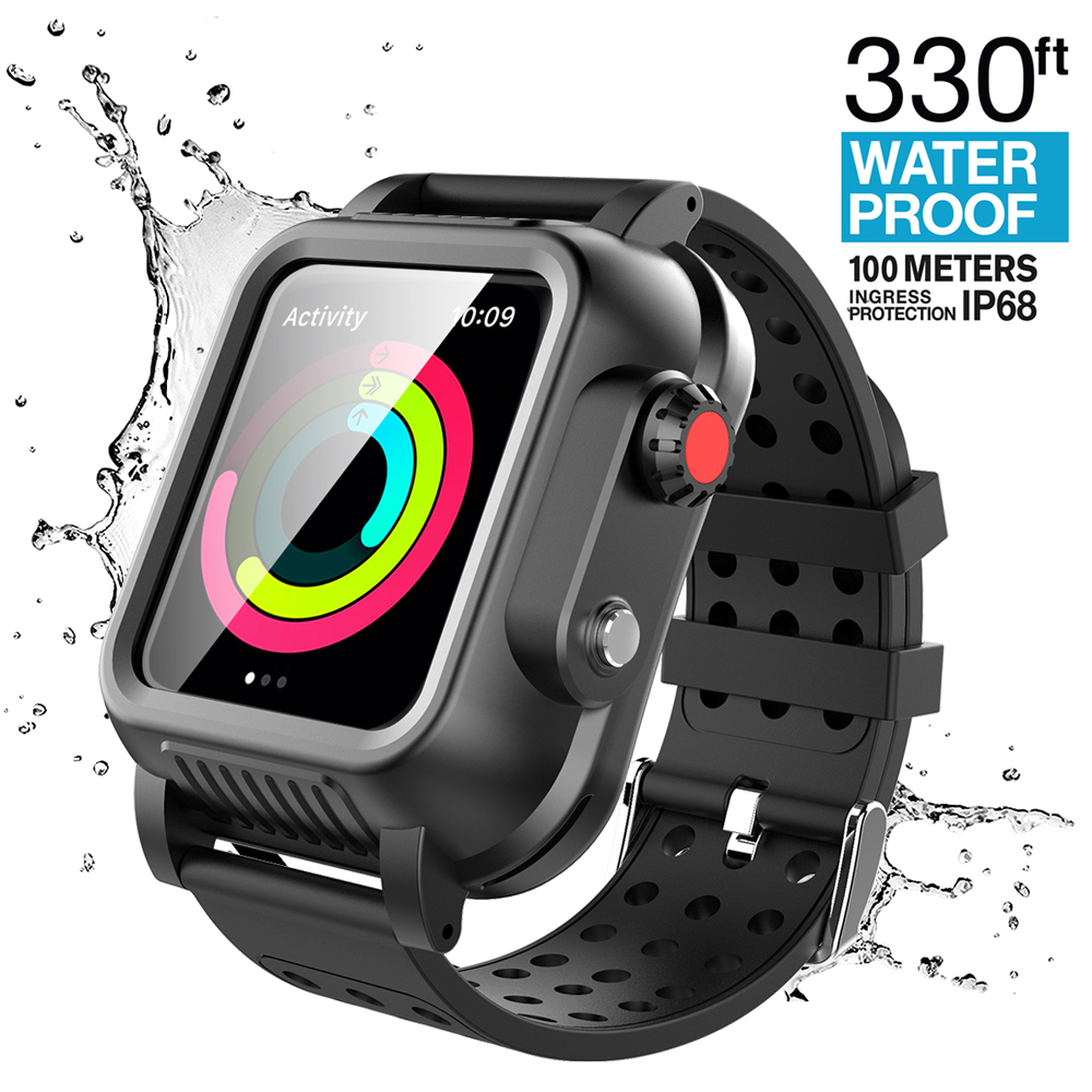 Inkolelo Ốp Chống Nước Cho Apple Watch Dòng 3 38Mm 42Mm Tích Hợp Miếng Bảo Vệ Màn Hình IP68 Bảo Vệ Chống Sốc Vỏ Bọc Chống Bụi Với Mềm Cao Cấp TPU Dây Đồng Hồ