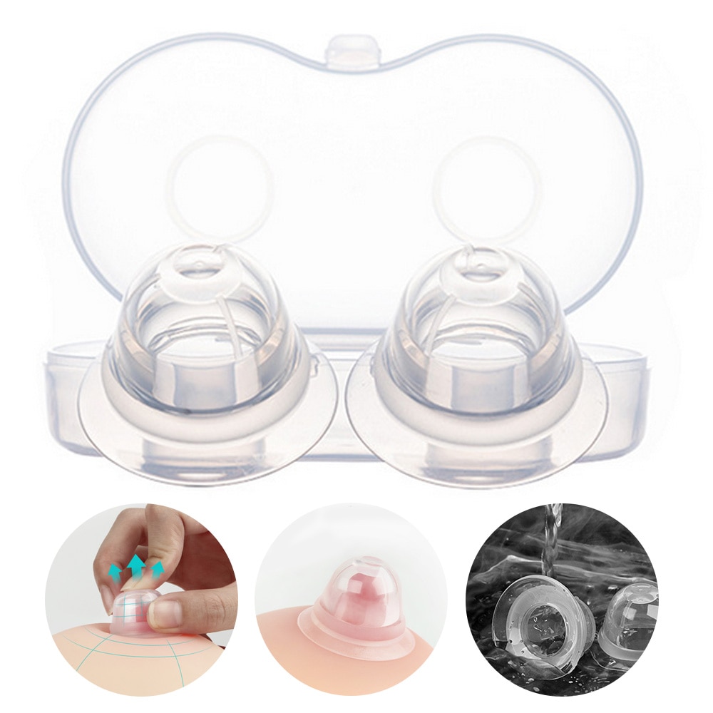 TNT Silicone Nipple Corrector - For Inverted/Flat Nipples - Suction/Shaper - White (1 pair) With Case
